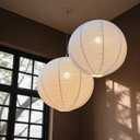oetmilc-2PCS Hanging Lamp Shade Can replace Large paper lantern 20INCH Linen Pendant Light Shade Round Off-White Handmade Fabric Lampshades Decorations Suitable for the Living room Hallway Bedroom