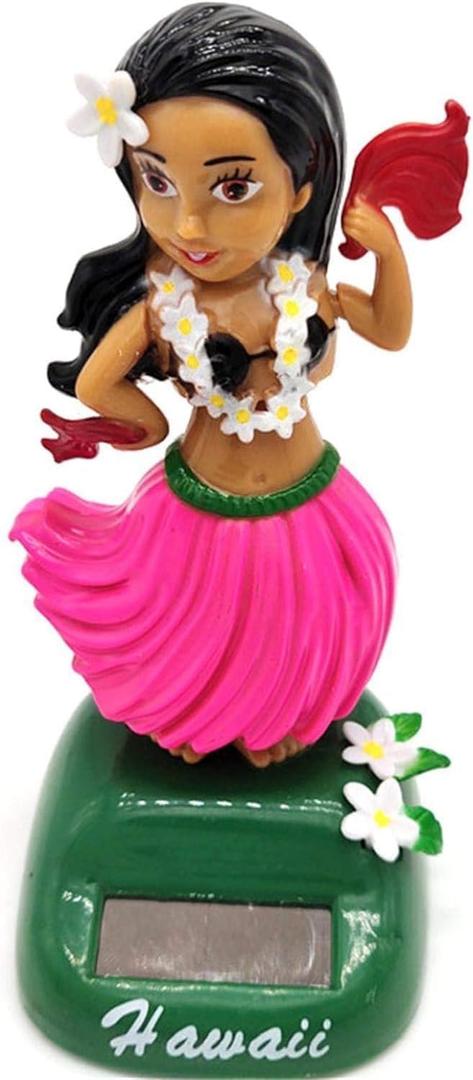Jinshining Pink Hawaii Solar Dancing Bobblehead - Funny Dashboard Decor, Cute Car/Home Decor & Hawaii Gifts | Educational Dashboard Bobblehead