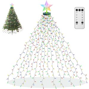 Christmas Tree Lights String, 410LED Christmas Lights for Tree with 8 Light Modes & Memory Function, 6.6FT x 16 String Lights with Timing & Remote Control for Christmas Decoration - Multicolor