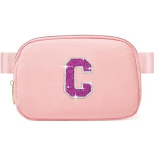 6 7 8 9 10 11 12 Year Old Girl Gifts Personalized Birthday Gifts for Her Sister Daughter Initial Crossbody Bag Fanny Pack Purse for Teen Girl Gifts Trendy Stuff Preppy Stuff (Light Pink-C)