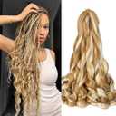 Luoyudu Curly Braiding Hair,#P27/613 Spanish 8Packs Bouncy Crochet Hair 24Inch Synthetic French Curl Braiding Hair Extensions(24 Inch,Pack of 8,P27/613)