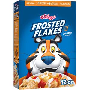 Kellogg's Breakfast Cereal, Frosted Flakes, Fat-Free,12 oz Pack of 18, BB Date: 4/11/26