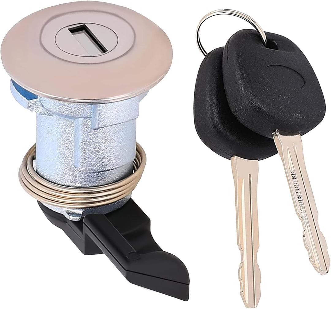 Fuel Door Lock Cylinder with 2 Keys Compatible with 1995-2004 Toyota Tacoma 2000-2003 Tundra Replace 69058-35140, 69058-29016, Fuel Filler Lid Lock Cylinder