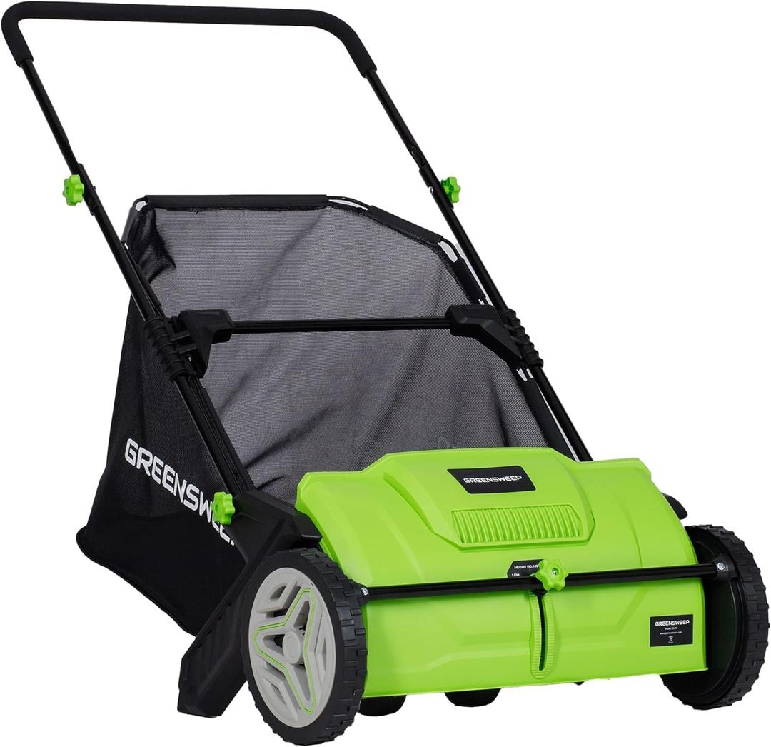 Pickup Pro Garden Sweeper - Manual Leaf & Grass Push Lawn Sweeper (Pickup)