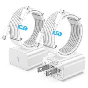 iPhone 16 Charger Fast Charging2 Pack 6ft Long USB C Charger Cord with 20W Type C Fast Phone Charging Block for iPhone 17/17 Pro/17 Pro max/Air, for iPhone 15 15 Pro Max Plus, iPad,Samsung Airpods (white)