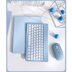 Keyboard Case for iPad Mini 6, Bluetooth Tablet Keyboard with Mouse, Removable Detachable Case, Pencil Holder, Sky Blue