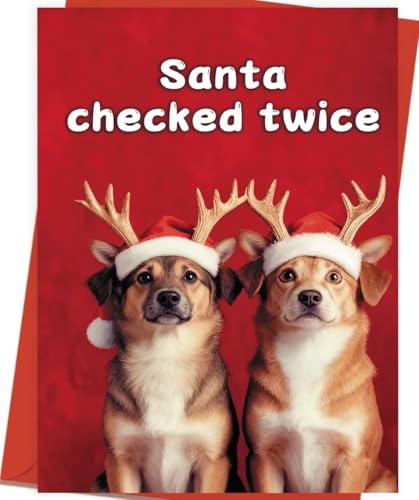 OJsensai Dog Christmas Card, Humorous Christmas Card Gifts for Dog Lovers Family and Friends, Funny Xmas Cards for Women Men