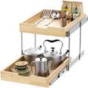 Sikarou Wood Pull Out Cabinet Organizer 2 Tie 14" W x 21" D, Heavy-Duty Sliding Drawers for Inside Cabinets Storage and Organization for Kitchen, Pantry, Bathroom