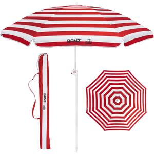 BANZ Cabana Beach Umbrella UPF 50 - UV Protection Foil-Lined Portable, Red And White