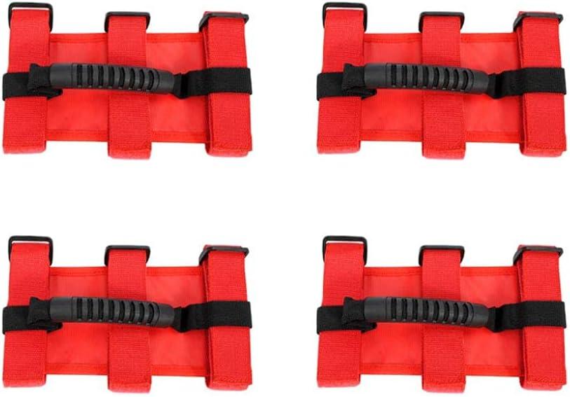 JeCar Roll Bar Grab Handles Grip Handle for Jeep Wrangler CJ YJ TJ JK JK JL JLU JT Sports Sahara Freedom Rubicon & Unlimited 1955-2020 4Pcs (Red)
