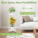 KMOTASUO 2 Tier Plant Stand Indoor for Large Tall Heavy Duty Planter, Multiple Sturdy Metal Flower Corner Rack for Narrow House Floor, Iron Vertical Level Round Orchi Holder Organizer, White