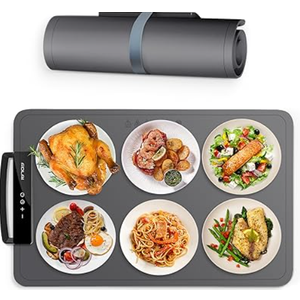 FDLAI
Portable Electric Warming Tray，Food Warming Mat with Adjustable Temperature, Silicone Foldable Food Warmer Fast Heating Mat ， Warming Trays for Buffets Party and Restaurants (Gray)