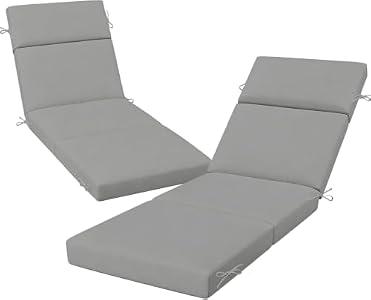 2 Pack Grey Outdoor Chaise Lounge Cushions, 72x21x3 in
4-Section Folding Design, 28D Foam, Waterproof, Fade Resistant, Secure Ties, 3 in Thick, Pool Deck, Patio and Outdoor Use
