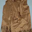 Verdusa Women's Fringe Vest 70s Hippie Sleeveless Western Faux Suede Cardigan Outerwear (Medium, Brown)