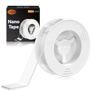 Double Sided Tape Heavy Duty Removable 9.85FT, Extra Large Nano Transparent Adhesive Tape, Clear Mounting Tape, Adhesive Strips for Picture Hanging, Wall, Poster, Carpet