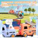 Steam Train Set for Toddlers Cartoon Face Locomotive with Remote Control, Real Steam, Lights & Music Magnetic Toy with Tracks & Trucks