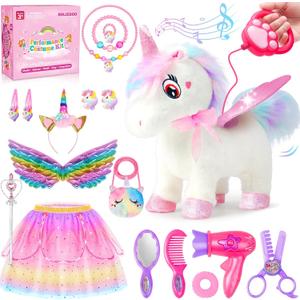 Jeowoqao Unicorn Toys for Girls Age 4-6,Walking Talking Singing