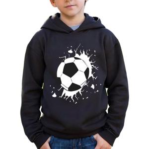 NEW 8-14Y Boys Soccer Hoodie Graphic Pullover Sweatshirt for Sports Fans (12 Years, Black)