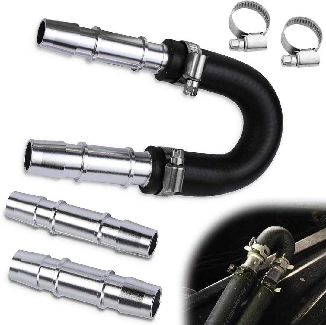 626-001 Engine Heater Core Bypass Kit, Upgrade Aluminum Automotive Heater Core Flush Kit With 5/8" & 3/4" Hose, Engine Fitting Universal Fit for Most Common Heaters Hoses