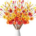 12Pcs Fall Flowers Decorations Artificial Floral Stems with Pumpkin Flower - Thanksgiving Decor Autumn Picks Arrangements for Home Vase Table Centerpieces