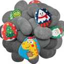 RITOLLO 26PCS River Rocks for Painting 2-3 Inch Flat Smooth Rocks to Paint Alphabet Natural Stones Bulk for Kids, Arts & Crafting Halloween Party Gift Fall Project