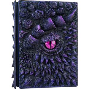 3D Dragon Eye Embossed Resin Engraving Notebook,Dnd notebook for Dragon Lovers Blank Paper,Hardcover Travel Notepad for Writing,Sketchbook,Collection,Gift,Decoration A4 and A5 Size (A5-Dark Purple)