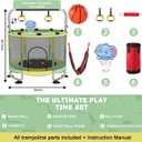 Trampoline for Kids, 60" Toddler Trampoline Indoor Outdoor, 440lbs KidsTrampoline with Enclosure Net, Upgraded Ring Legs with Adjustable Gymnastics Bar, Gifts for Ages 1-8 Boys&Girls