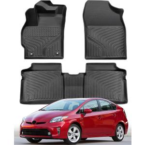 for Toyota Prius 2015 2014 2013 2012 Floor Mats Rubber Carpet Liner (Not Fit for Plug-in, V or C Models) All Season Weather Protector Waterproof Anti-Slip Tech Automotive Car Accessories Black