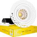3 inch Gimbal Trimless White Round Downlight Luminaire, High Output, LED Recessed Light Fixtures Dimmable 12W=120W, 1000 Lumens, 60 Beam Angle, 5CCT Selectable 2700K|3000K|3500K|4100K|5000K