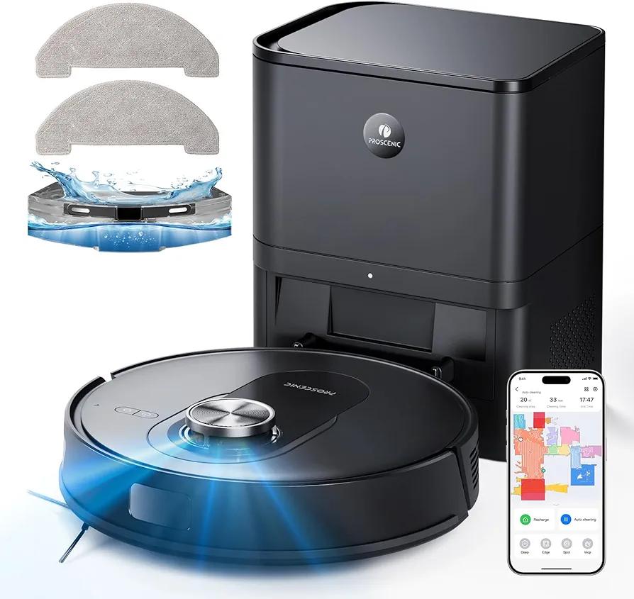 Proscenic Q8 Max Robot Vacuum and Mop with Self Emptying for 60 Days, 5,000 Pa Suction, LiDAR Navigation with Home Mapping, 200 Min Run, Auto Self-Charging, WiFi APP Control for Floor
