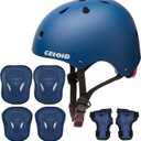 CELOID Kids Helmet Pad Set, Adjustable Kids Skateboard Bike Helmet Knee & Elbow Pads Wrist Guards 8-14yrs Youth Protective Gear Set for Girls Boys Bicycle Bike Roller Skating Scooter Rollerblade Sport