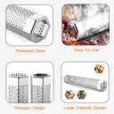 Pellet Smoker Tube for Grilling, 12 inches Premium Stainless Steel BBQ Wood Pellet Tube Smoker for Gas Charcoal Electric Grill or Smokers, Hexagonal with 2 S Shape Hooks and 1 Cleaning Brush