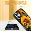 KANGHAR Floral Case for iPhone 17 Case Sunflower Butterfly Anti-Slip Drop Protection with Soft TPU Bumper Shockproof Protective Phone Cover for Women Girls