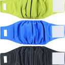 Wegreeco Washable Male Dog Belly Wrap - Pack of 3 - (Black,Blue,Olive,Small) (Small (11" to 14"))