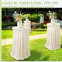 Tegeme 4 Packs Round Spandex Cocktail Tablecloths with Skirt 32 x 43 Inch Cocktail Round Table Cover Spandex Stretch Square Tablecloth Skirt for Table Bar Wedding Party Banquet (Beige)