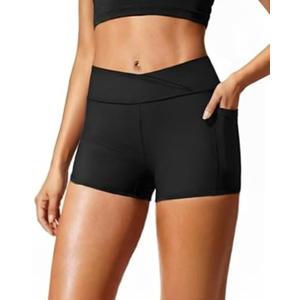 Women 3" High Waisted Swim Board Shorts V Cross Boy Shorts Swim Bathing Suit Bottoms Swimwear with Pockets 20W Women 3" High Waisted Swim Board Shorts V Cross Boy Shorts Swim Bathing Suit Bottoms Swimwear with Pockets 20W