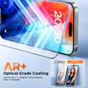 3 x Military-Grade 𝟗𝐇+ Tempered Glass for iPhone 17 Pro Screen Protector [𝐀𝐑 Anti-Glare & Longest Durable] Shatterproof HD Clear, Easy Install, Bubble Free, 2 Pack