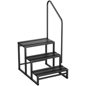 RV Steps with Handrail, Heavy Duty 3 Steps RV Stairs with Handle, Indoor/Outdoor Use for Campers, Hot Tubs, Mobile Homes, Porch with Non-Slip Tape