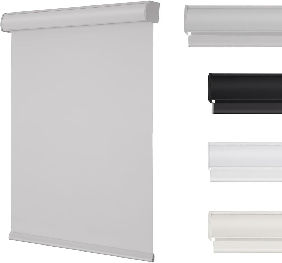 Changshade Custom Size100% Blackout Cordless Roller Shades Thermal Insulated UV Protection Window Blinds with Suresmooth Spring System Sustainable Fabric for Bedroom and Office and Home (Grey)