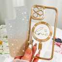 Fiyart Designed for iPhone 11 Pro Case,Compatible with MagSafe Love Heart Plating Camera Protection TPU Magnetic Glitter for Women Girls Shockproof Phone Bumper 5.8"-Gold