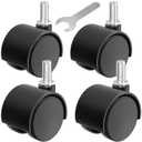 1.5 Inch Plastic Casters Set of 4, M8 Stem Nylon Furniture Wheel Replacement, Threaded Stem Swivel Cart Wheels, Workbench Small Casters (Black)