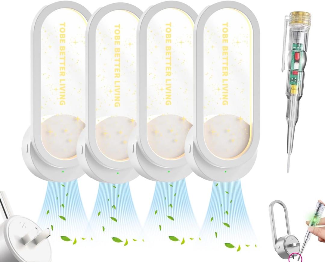4 Pack Air Purifier Plug In for Home Night light design,Air Ionizer Purifier Plug In,Portable Negative Ion Generator,Ionic Air Freshener For Pet Odor,Kitchen Odor,Dust,Smoke Smell