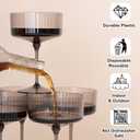 LIYH 20 Pcs Plastic Martini Glasses 10 Oz Clear Black Disposable Martini Glasses Cocktail Coupe Plastic Champagne Tower Disposable Wine Cups Perfect for Bar Cocktails Parties Wedding
