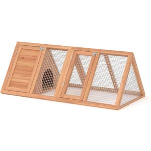 GOJOOASIS Chicken Coop for 2 Chickens Small Rabbit Hutch Quail Coop Wooden Bunny Cages Outdoor Chicken House w/Ventilating Wire (Wood)