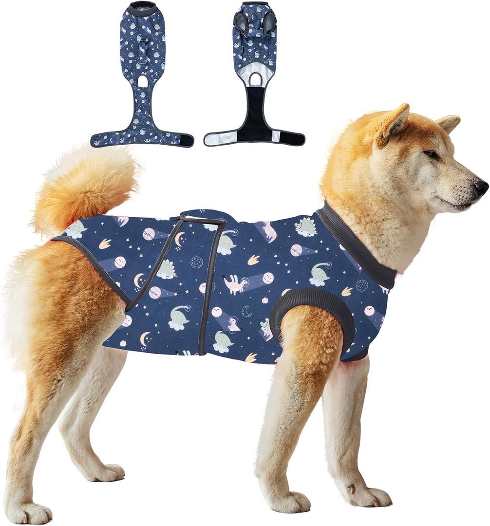 Dog Surgery Recovery Suit, Recovery Suit for Dogs Male Neuter, Soft Spay Suit for Female Dog,Anti-Licking Breathable Onesie for Small Medium Large Dogs Cats (60 (Back-23.6 in), Navy)