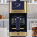 West Bend Drip Coffee Maker Brews Hot or Iced, Programmable with Brew Strength Selector Auto Shut-Off and 6 Functions Permanent Mesh Filter and Glass Carafe, 12-Cup, Brown