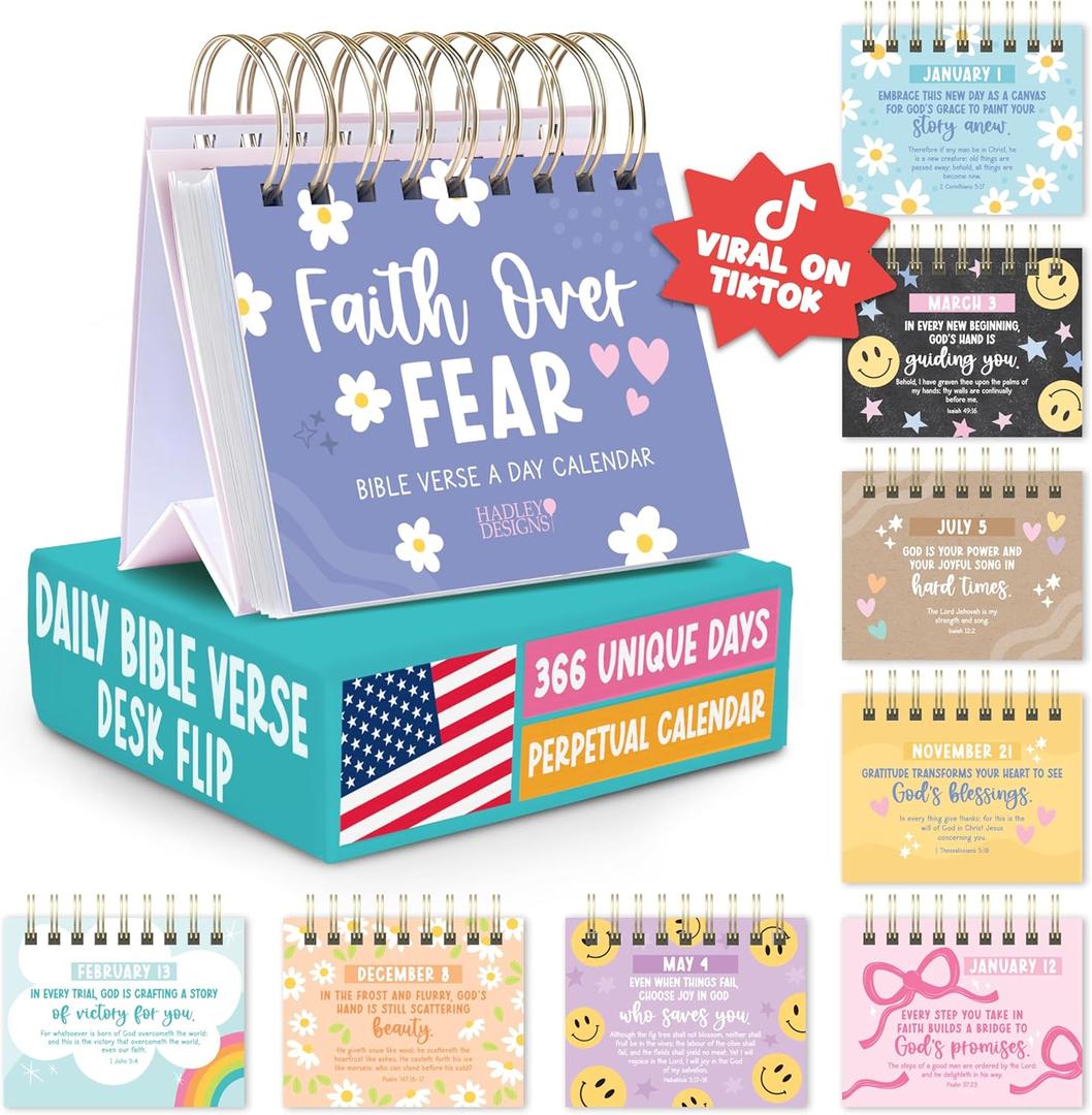 Daily Bible Verse Desk Flip Calendar 2026 - Daily Scripture Flip Calendar, Inspirational Desk Calendars 2026, Christian Perpetual Calendars, Motivational Quotes for Desks, Christian Graduation Gifts