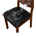 Waterproof PU Leather Seat Covers for Dining Room Chairs Set of 4, Stretch Dining Chair Slipcovers, Kitchen Chair Seat Covers, Non-Slip & Washable (Black