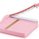 Paper Cutter, Paper Trimmer with Safety Guard, 12" Cut Length Paper Slicer with 16 Sheet Capacity Paper Cutting Board,Guillotine Paper Cutters and Trimmers for Cardstock Cardboard Vinyl (Pink)