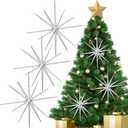 Syhood 6 Pcs Glitter Starburst Star New Year Ornaments 8 Inch Exploding Glitter Starburst Bethlehem Star Hanging Tree Ornaments Tabletop 3D Decor New Year Holiday Party(Sliver,Classic)